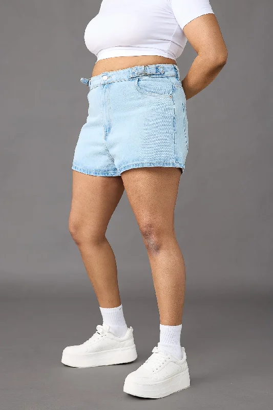 Curve Dreamy Light Blue Denim Shorts