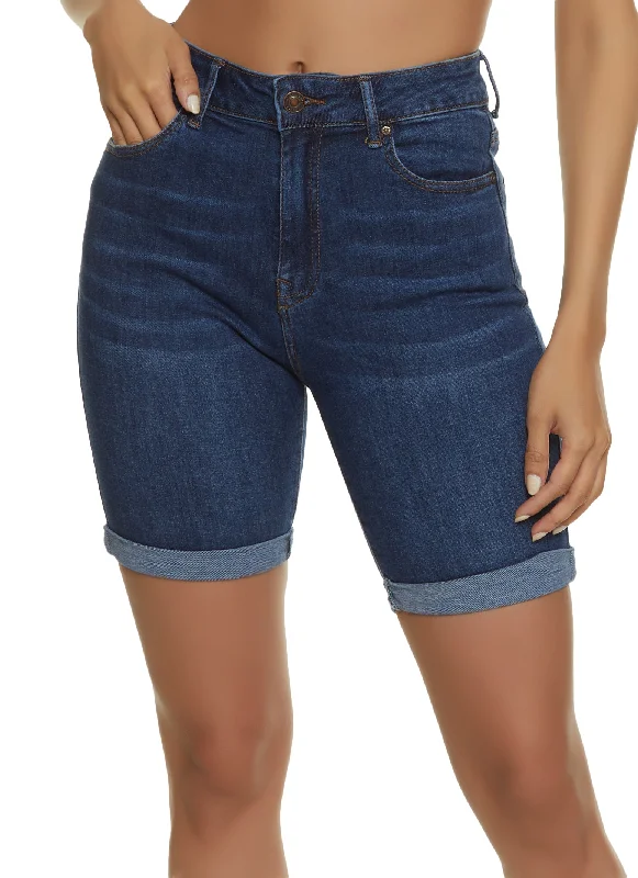 WAX Rolled Cuff Bermuda Denim Shorts