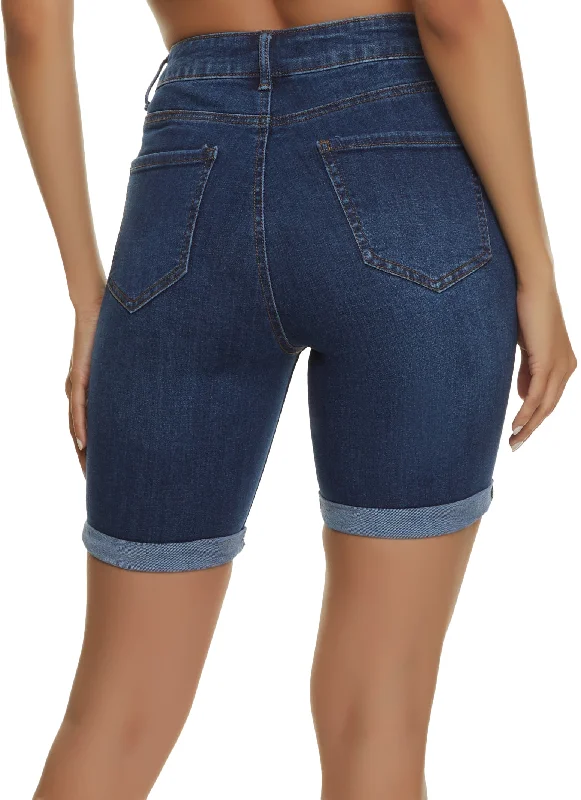 WAX Rolled Cuff Bermuda Denim Shorts