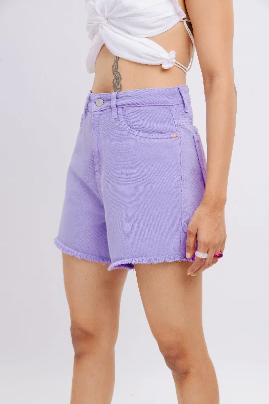 Frayed Hem Lavender Shorts