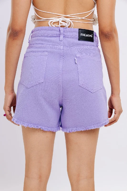 Frayed Hem Lavender Shorts