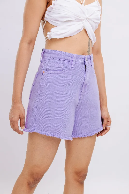 Frayed Hem Lavender Shorts