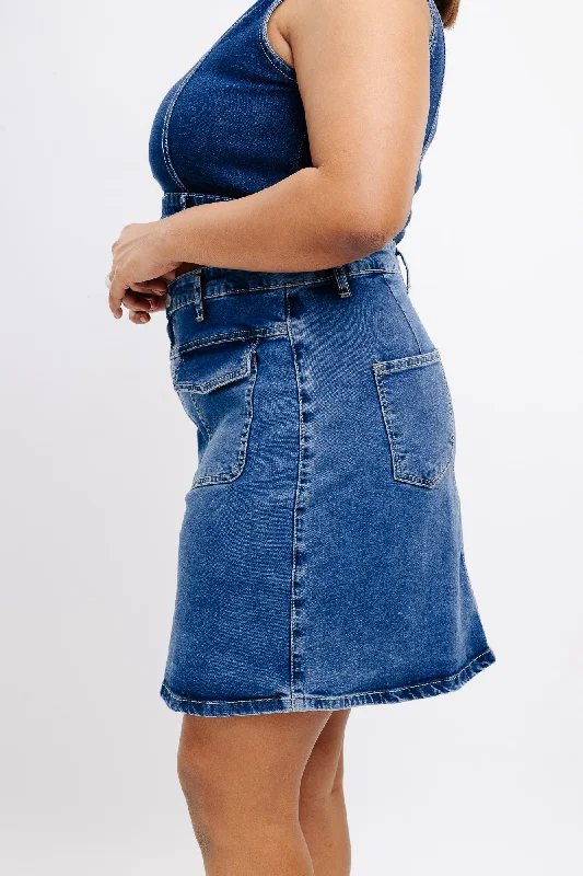 Denim Front Pocket Short Skirt