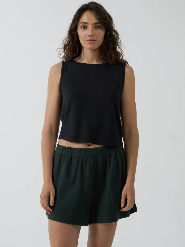 Hemp Mid Rise Short - Deep Emerald