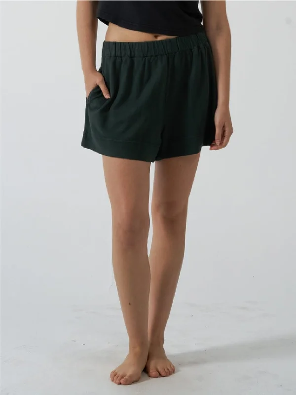 Hemp Mid Rise Short - Deep Emerald