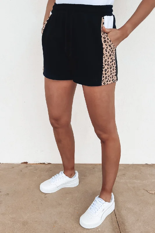 JNJL Leopard Panel Short Black