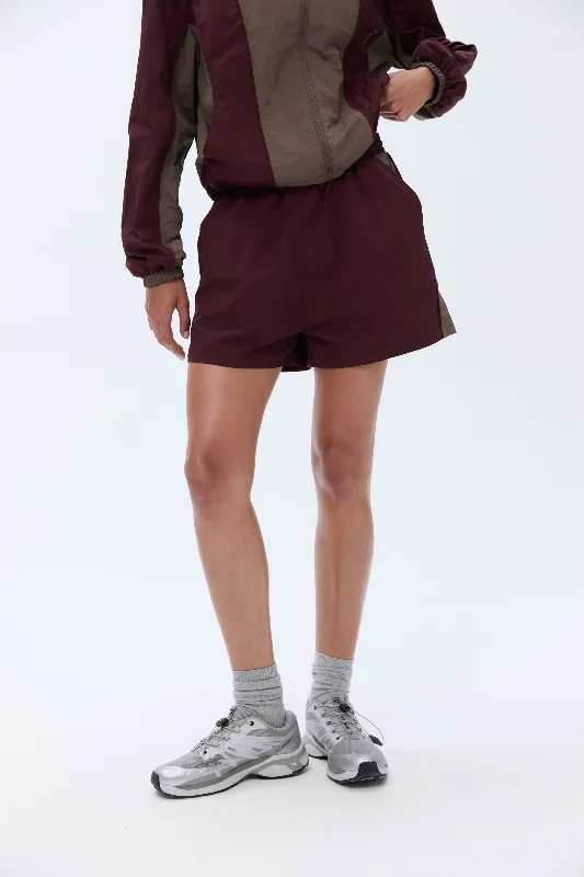 Track Short - Burgundy/Cocoa Brown