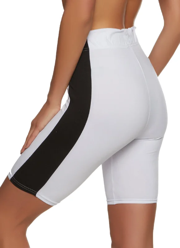 Contrast Side Stripe Biker Shorts