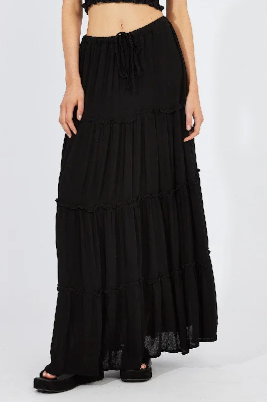 Black Maxi Skirt Tiered