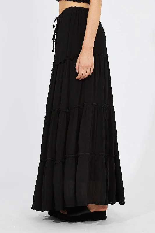 Black Maxi Skirt Tiered