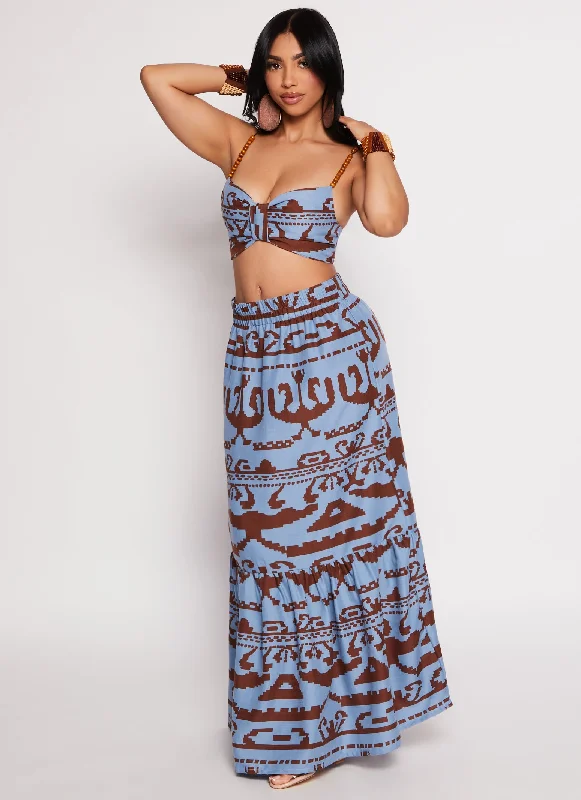 Printed Tiered Maxi Skirt