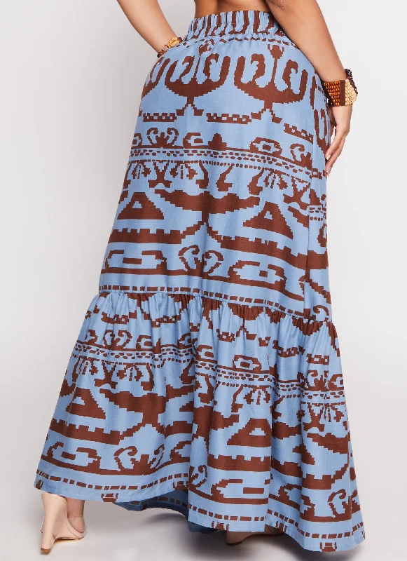 Printed Tiered Maxi Skirt