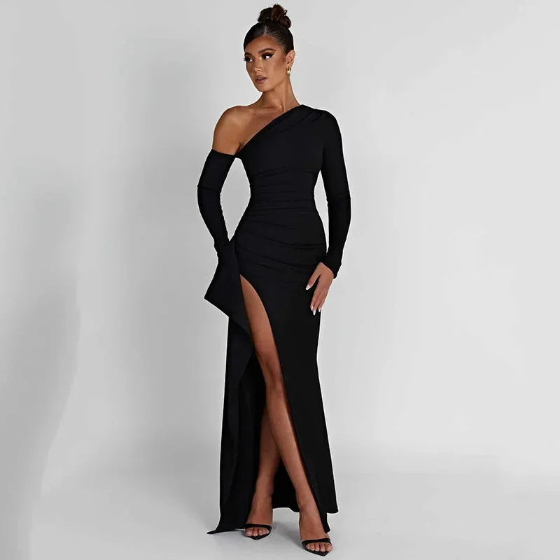 Club Party Dresses Women Long Sleeve Off Shoulder Maxi Dress