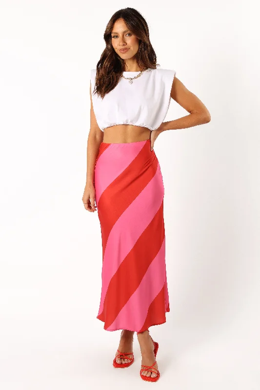 Kailey Midi Skirt - Red Pink