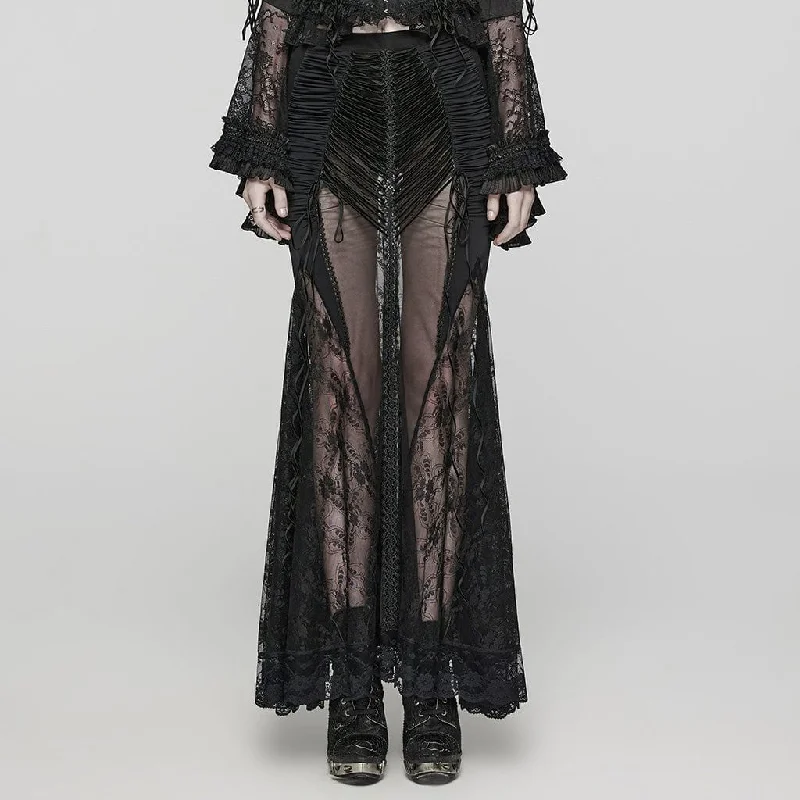 Women's Gothic Lace Sheer Wrapped Hip Long Skirt