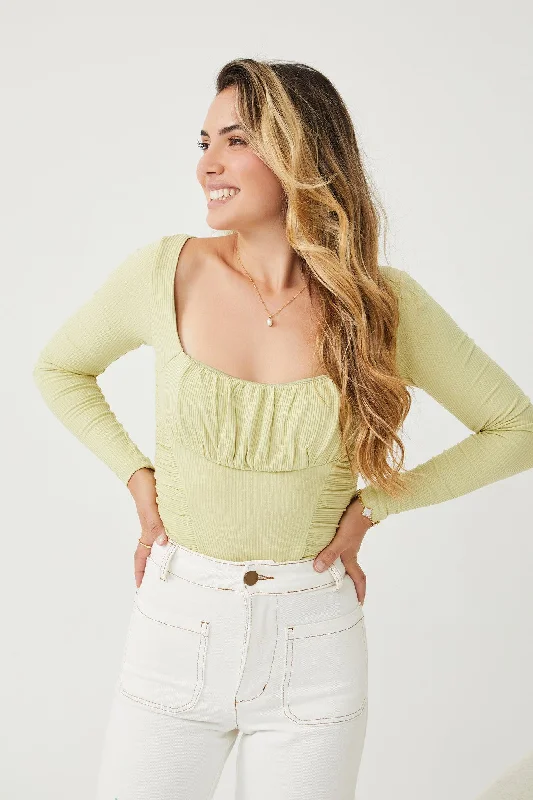 Carmelle Knit Bodysuit - Mint Comfortable Bodysuit for Sleep