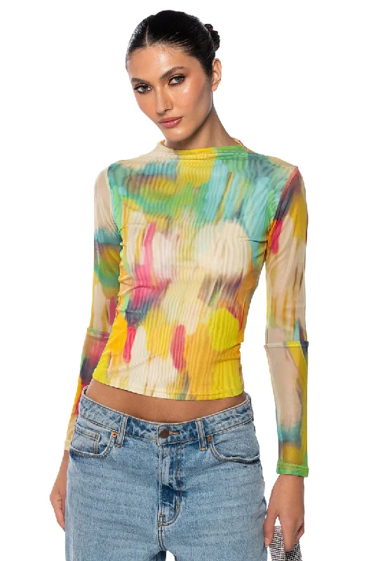 DAY DREAMING LONG SLEEVE MESH BODYSUIT Fashionable Bodysuit for Date Night