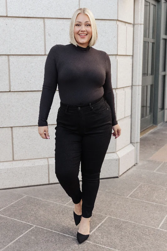 Hazel Blues® |  Simple Situation Mock Neck Bodysuit Cozy Cotton Bodysuit