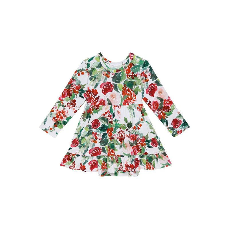 Beatrix-Ruffled Twirl Bodysuit Dress Trendy Bodysuit with Sleeves