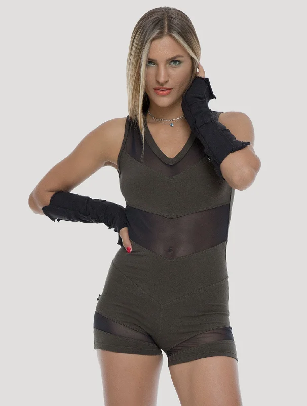 Chevy Open-Back Short Bodysuit Comfortable Full-Sleeve Bodysuit