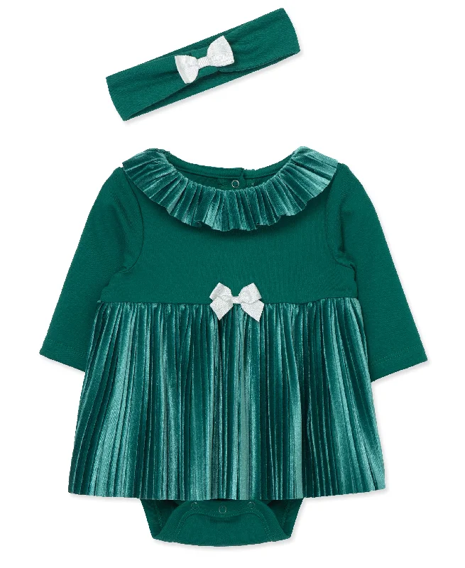 Festive Roses Velour Bodysuit Dress Set Stylish Bodysuit with Peplum