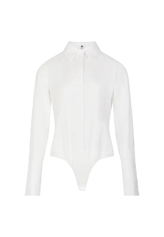 Fresh To A Crisp Cooling Shirted Bodysuit Fashionable V-Neck Bodysuit
