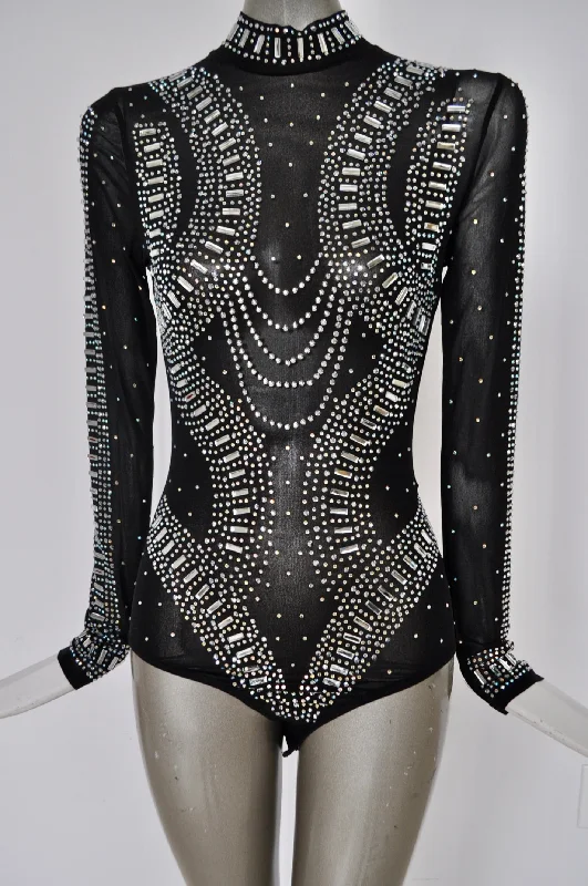 Christal beaded bodysuit unused small size Stylish High-Waisted Bodysuit