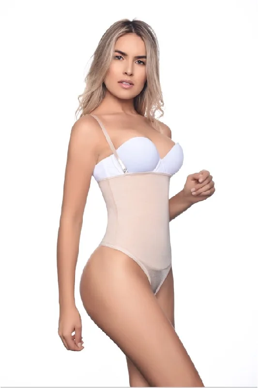 Nadine Strapless Thermic Thong Bodysuit Shaper With Silicone Lining #211 Trendy High-Leg Bodysuit