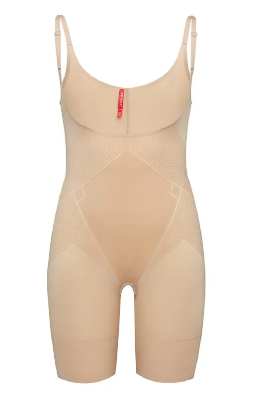 Open Bust Mid Thigh Bodysuit Fashionable Cross-Back Bodysuit
