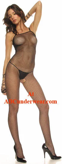 Seamless Fishnet Bodystocking Elegant Back Zip Bodysuit