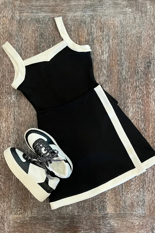 Black with White Trim Bodysuit Comfortable Bodysuit for Layering