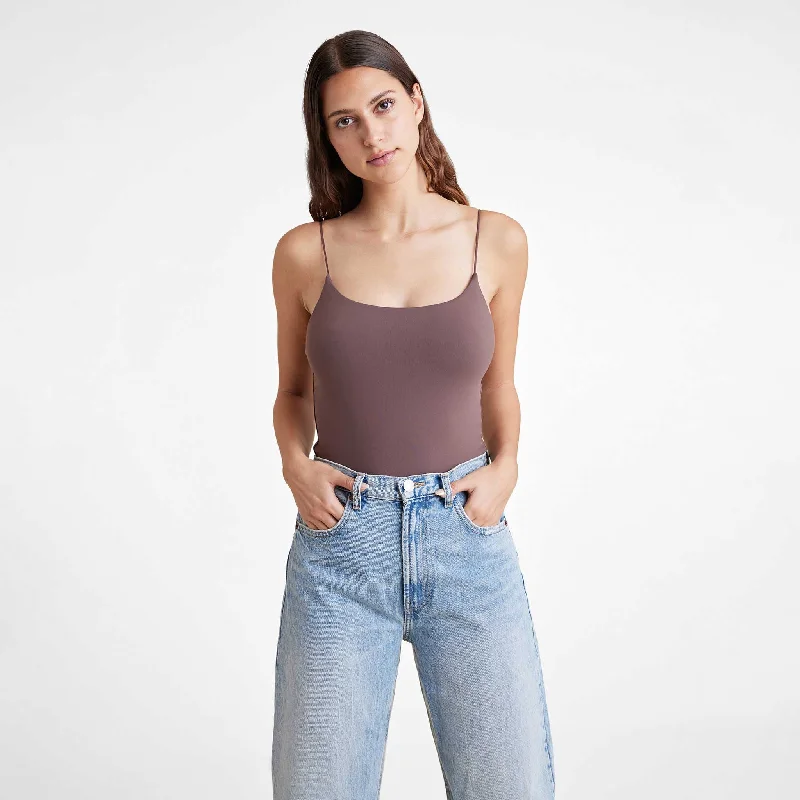 Cami Bodysuit | Coffee Stylish Bodysuit with Lace Accents