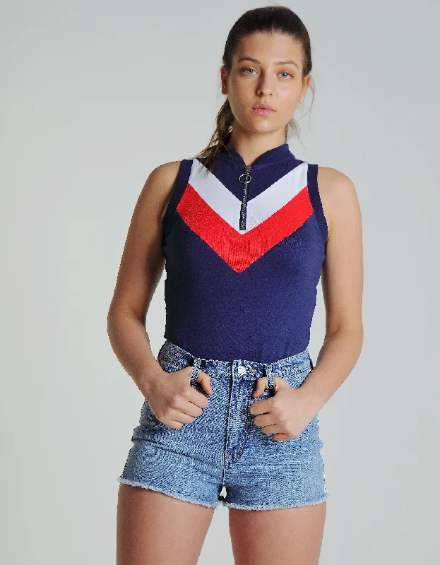Adura Bodysuit Med Blue Stylish Bodysuit with Lace Detail