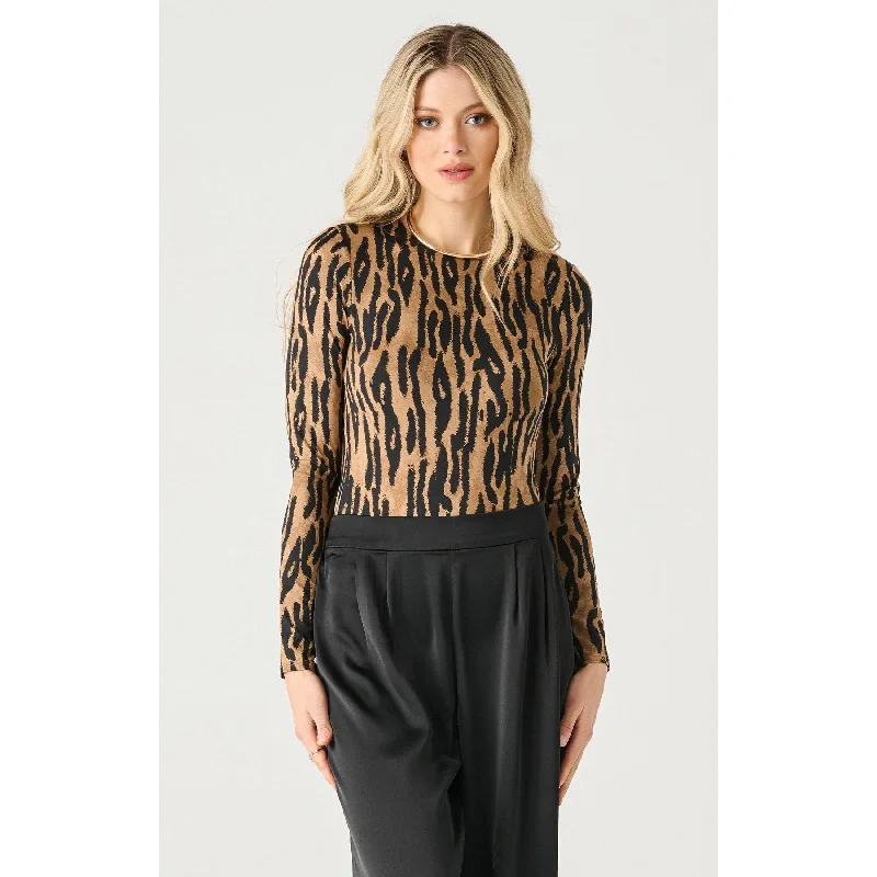 Dex Black Tape Crewneck Bodysuit Stylish Plunging Neck Bodysuit