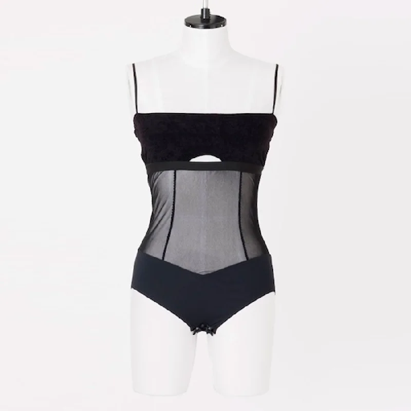 【FETICO/フェティコ】 <br>VELVET & MESH COMBINED BODYSUIT <br>FTC244-0404 Elegant Sheer Bodysuit