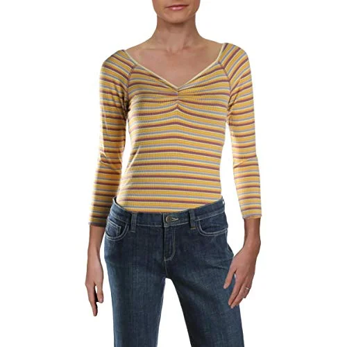 Free People Put A Stripe On It Printed Bodysuit Cozy Fit Bodysuit