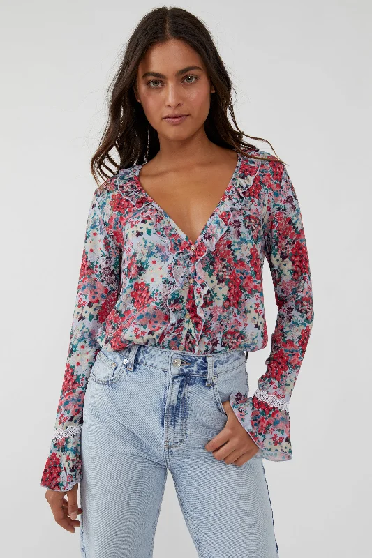HEAT WAVE BODYSUIT Elegant Bodysuit with Pleated Detail