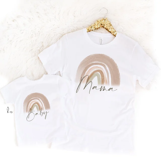 Mama baby rainbow shirt and bodysuit set- mommy and me gift- new mama baby shower shirt- gift for new parents- rainbow baby gift- mom to be Stylish Faux Leather Bodysuit
