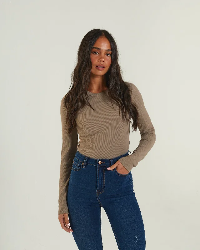 Lorelei Bodysuit Mink Fashionable Embellished Bodysuit