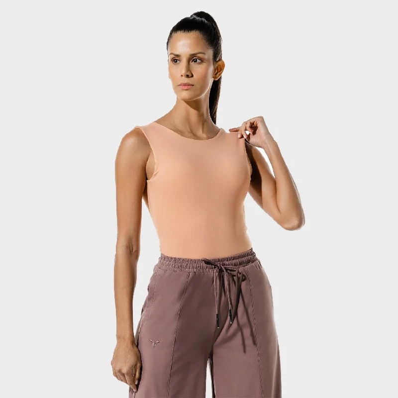 Women's Fitness - Bodysuit - Peachy Keen Chic Off-Shoulder Bodysuit