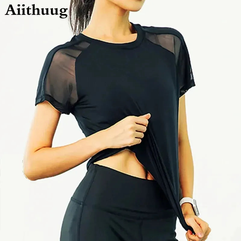 Stretchy Slim Fit Running Sports Shirt Print Jacquard Patchwork