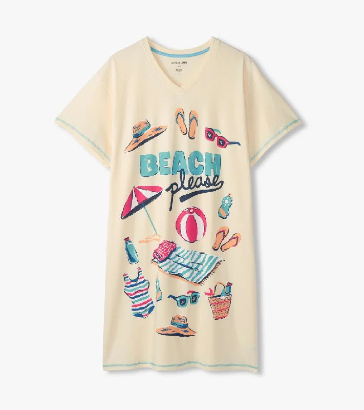 Beach Please Sleepshirt Solid Color Striped Floral
