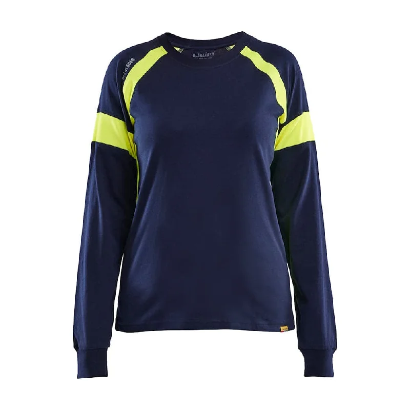Blaklader 3521 Women's Long-Sleeved T-shirt with Hi-Vis Graphic T-Shirt Round Neck Polyester