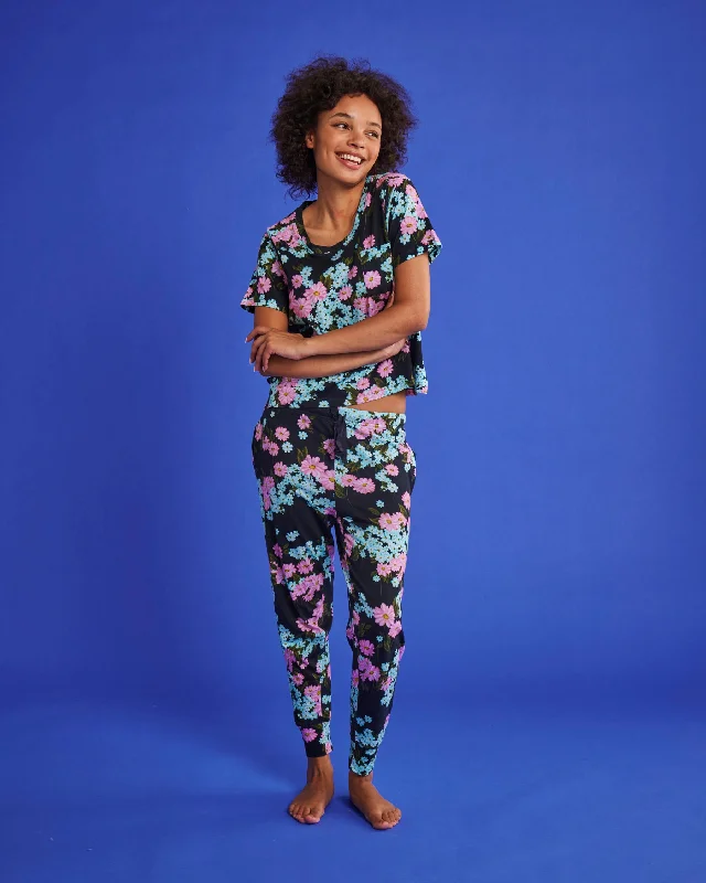 Periwinkle Organic Cotton Short Sleeve T-Shirt & Slouch Pant Pyjama Set Layered Multi-layer Single Layer