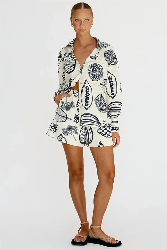 Women's Casual Fruit Printed Short Sleeved Shirt and Shorts Outfit Set Oversized T-Shirt Spandex breathable