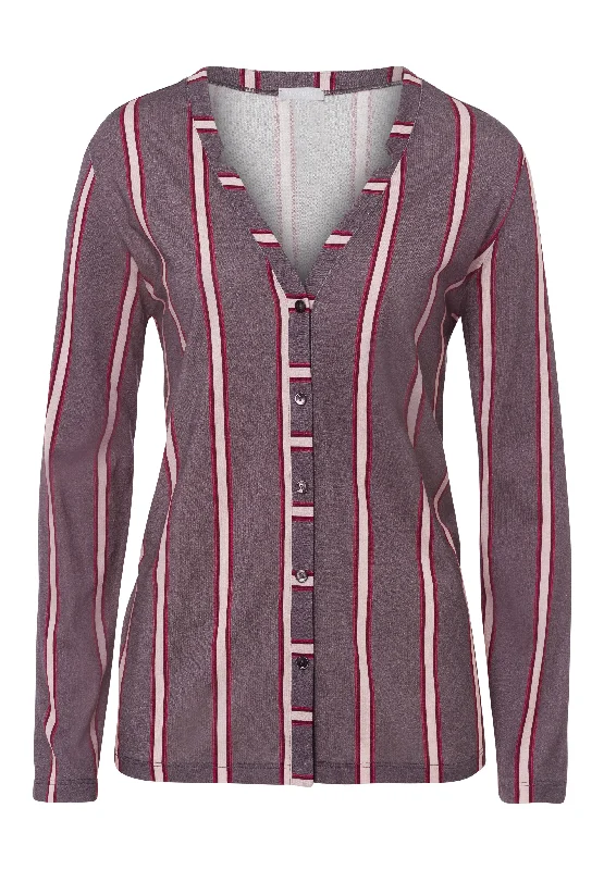 Sleep And Lounge Button Front Shirt | Sleek Stripe 77934-2934 Mesh Blend Leather Blend Suede Blend