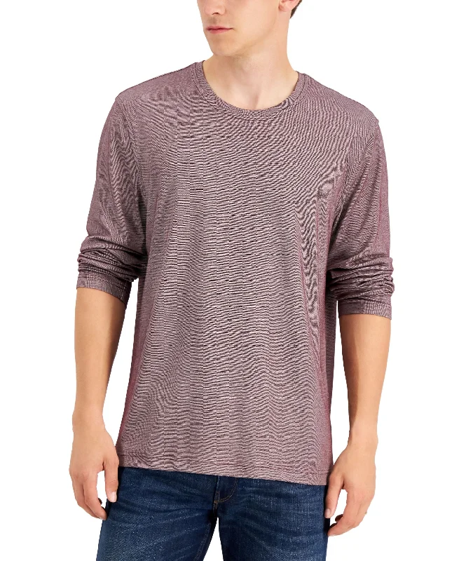 Alfani Mens Long Sleeve Supima Crewneck T-Shirt Collared Crew Neck Turtle Neck