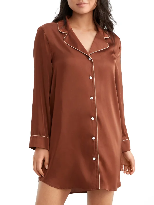 Bare Women's The Washed Satin Sleep Shirt Machine Wash Dry Clean Hand Wash