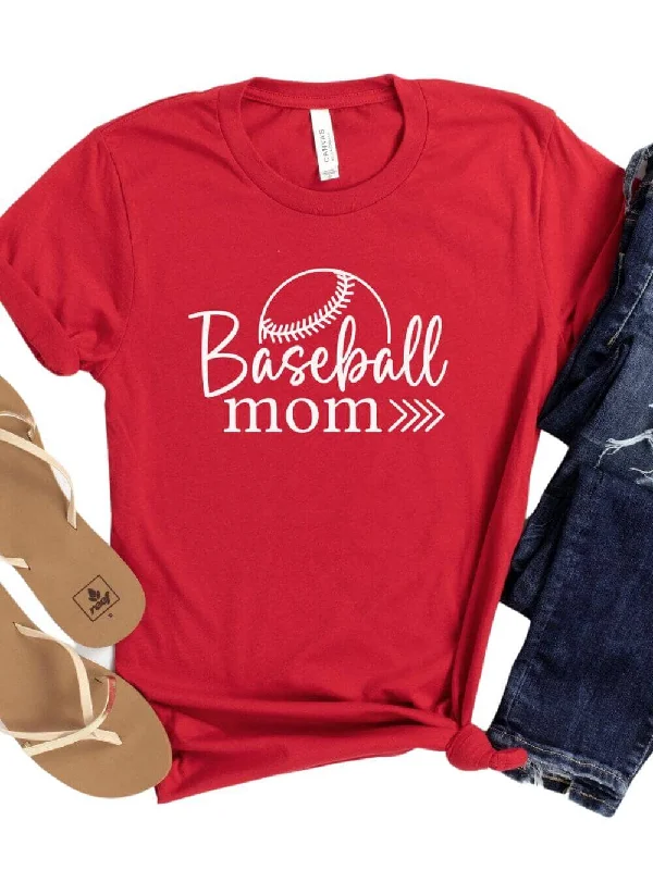 Baseball Mom T-Shirt in 12 Team Colors Mesh Blend Leather Blend Suede Blend