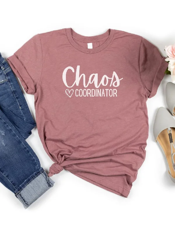 Chaos Coordinator Mom T-Shirt Bella + Canvas Unisex Jersey Short Sleeve Tee - Many Colors Collared T-Shirt Boat Neck A-Line